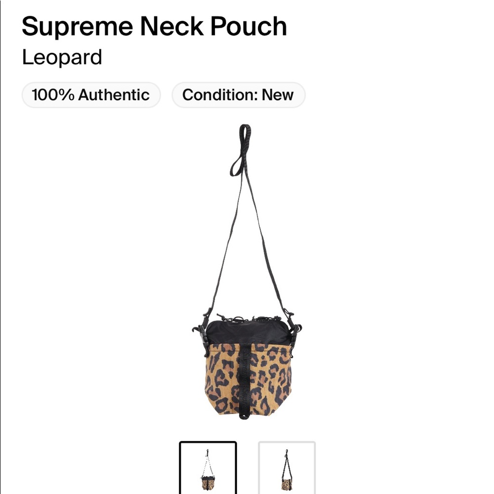 Supreme Leopard Print Crossbody Neck Pouch - Black Trim
